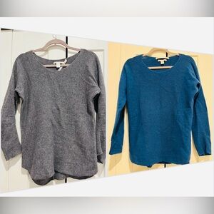 2 Max Studio 100% Cashmere Sweaters Gray and Teal